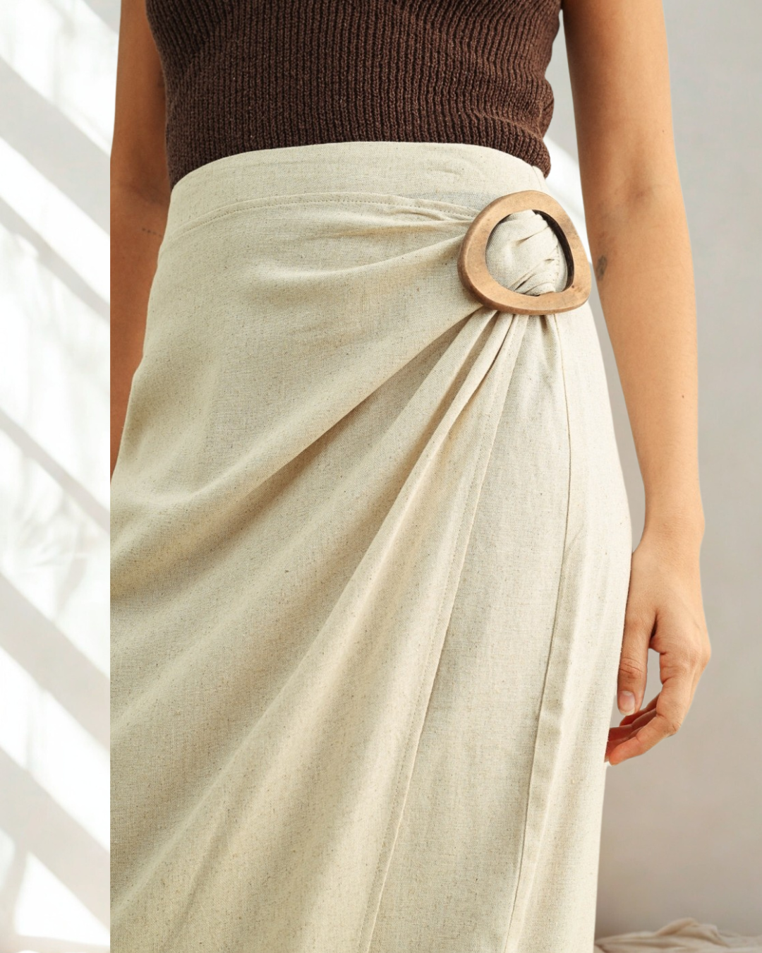 Natalia Linen Wrap Midi Skirt