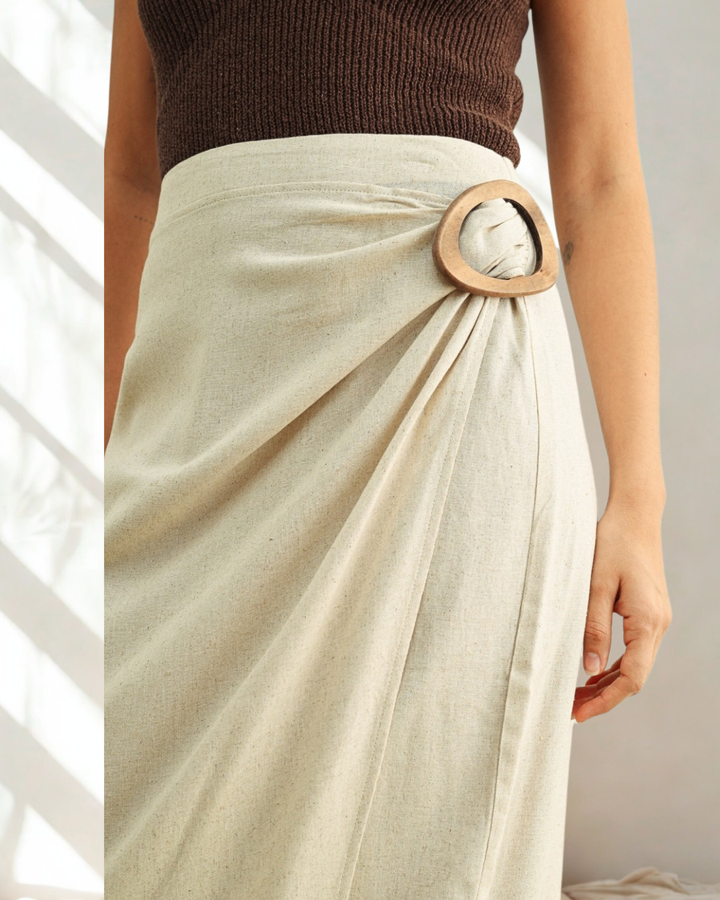 Natalia Linen Wrap Midi Skirt