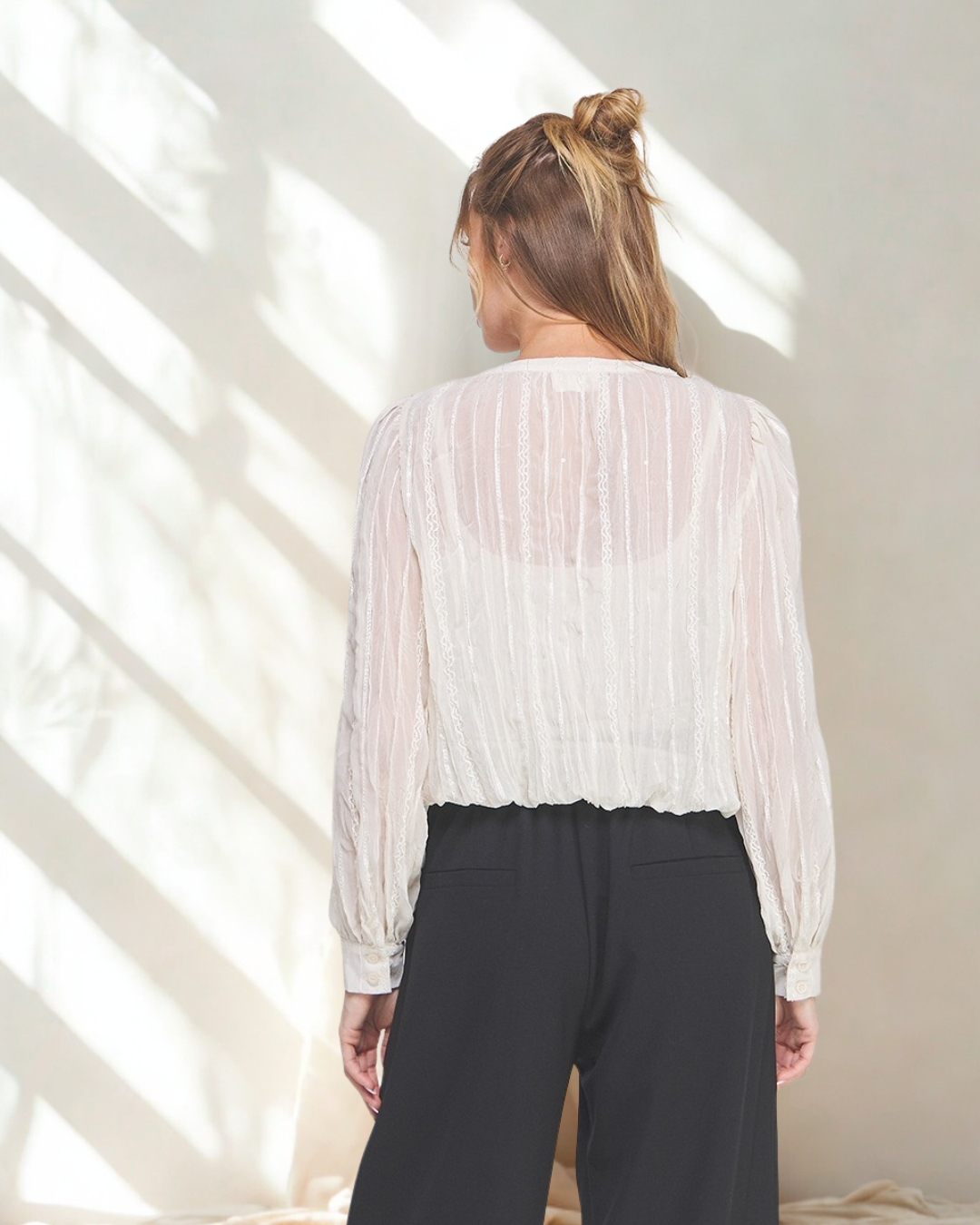 Reyna Embroidered Fancy Button Top