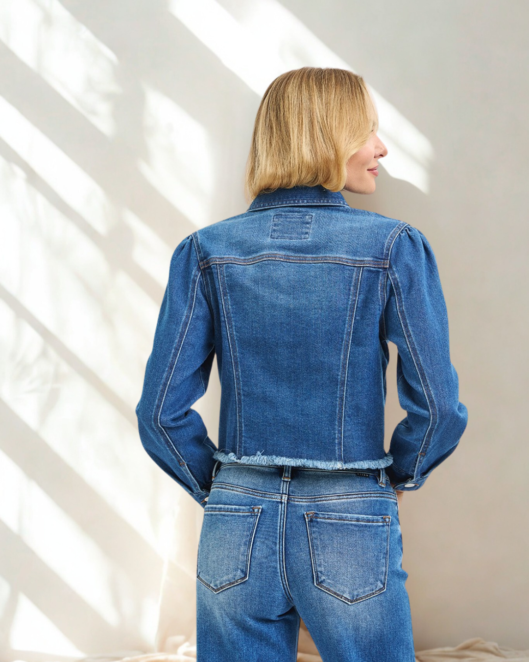 Addy Puff Sleeve Crop Denim Jacket