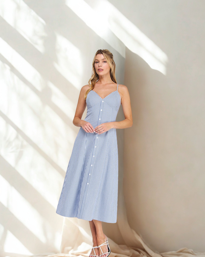 Libby Stripe Button Front Maxi Dress