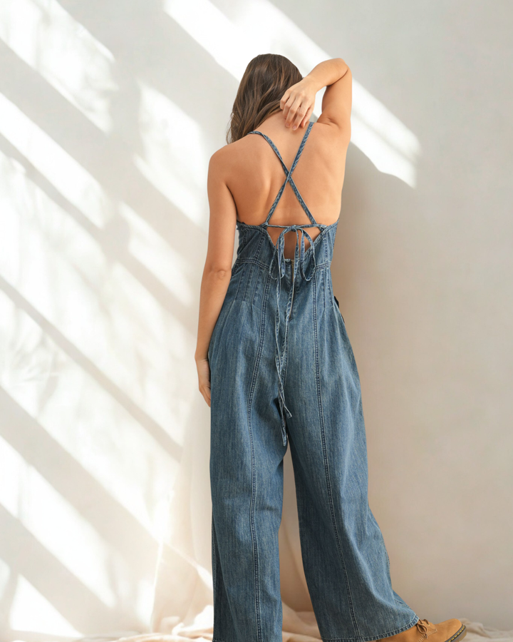 Keely Denim Strappy Jumpsuit
