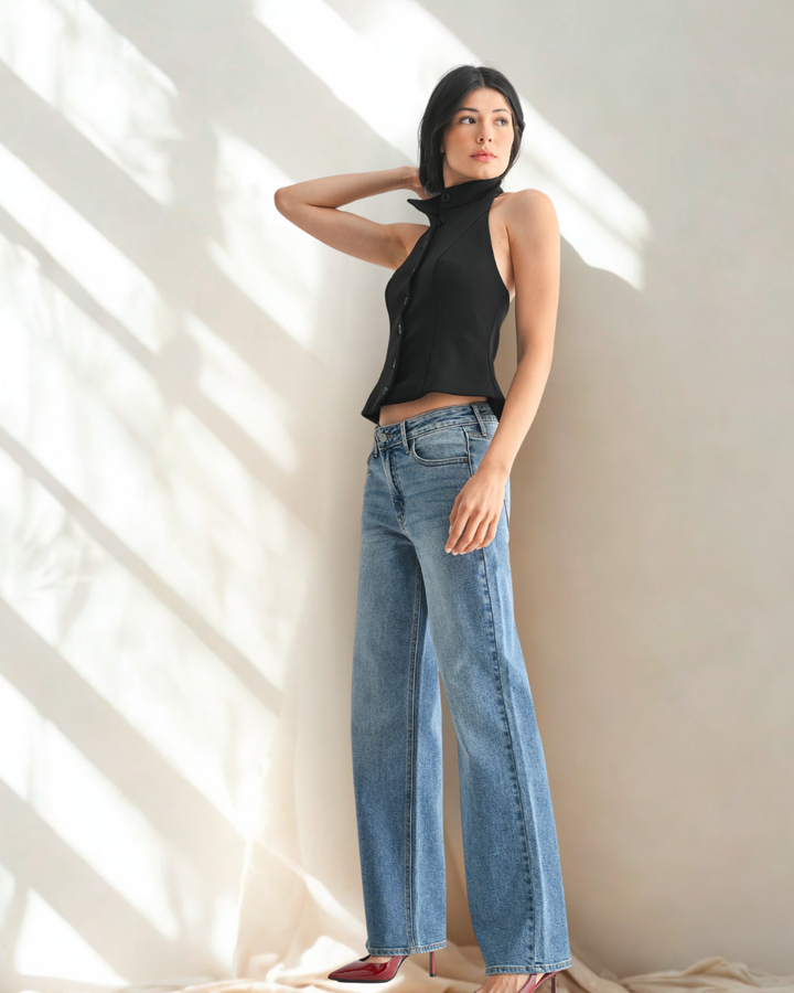 The Jami High Waist Full Length Straight Jean