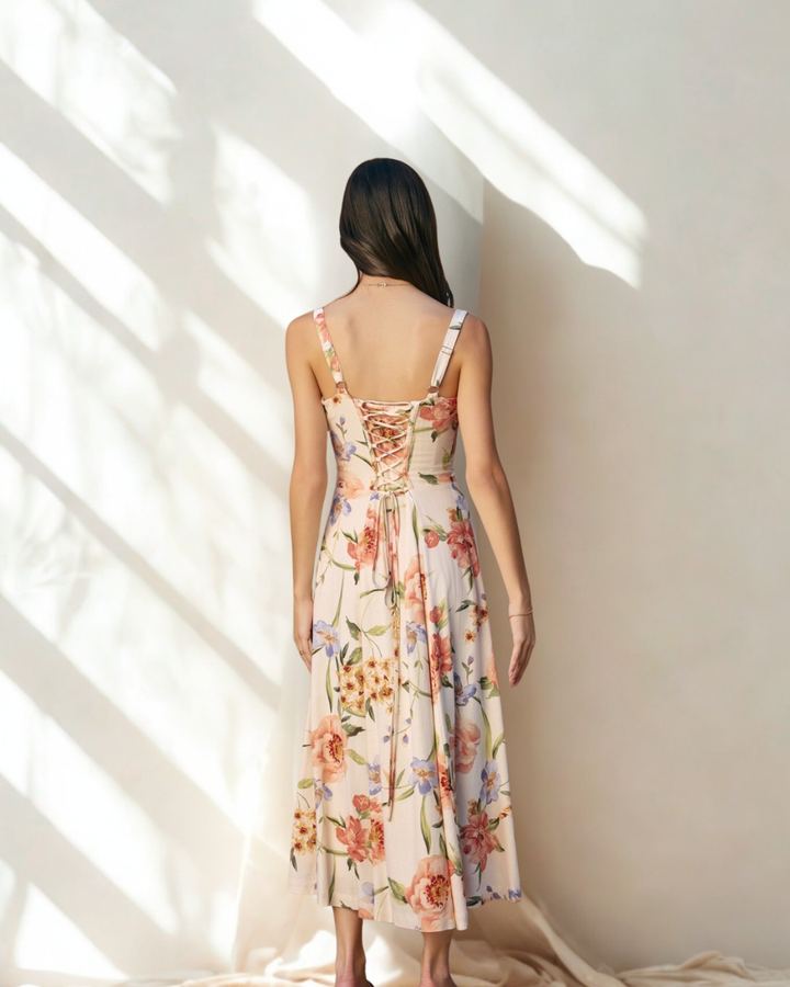 Mana Corset Back Floral Maxi Dress