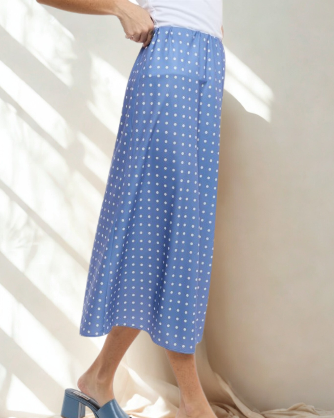 Tiana Polka Dot Satin Maxi Skirt