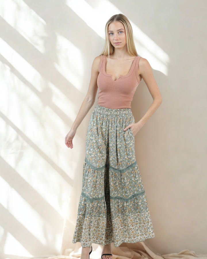Nadia Printed Airy Wide Leg Pant