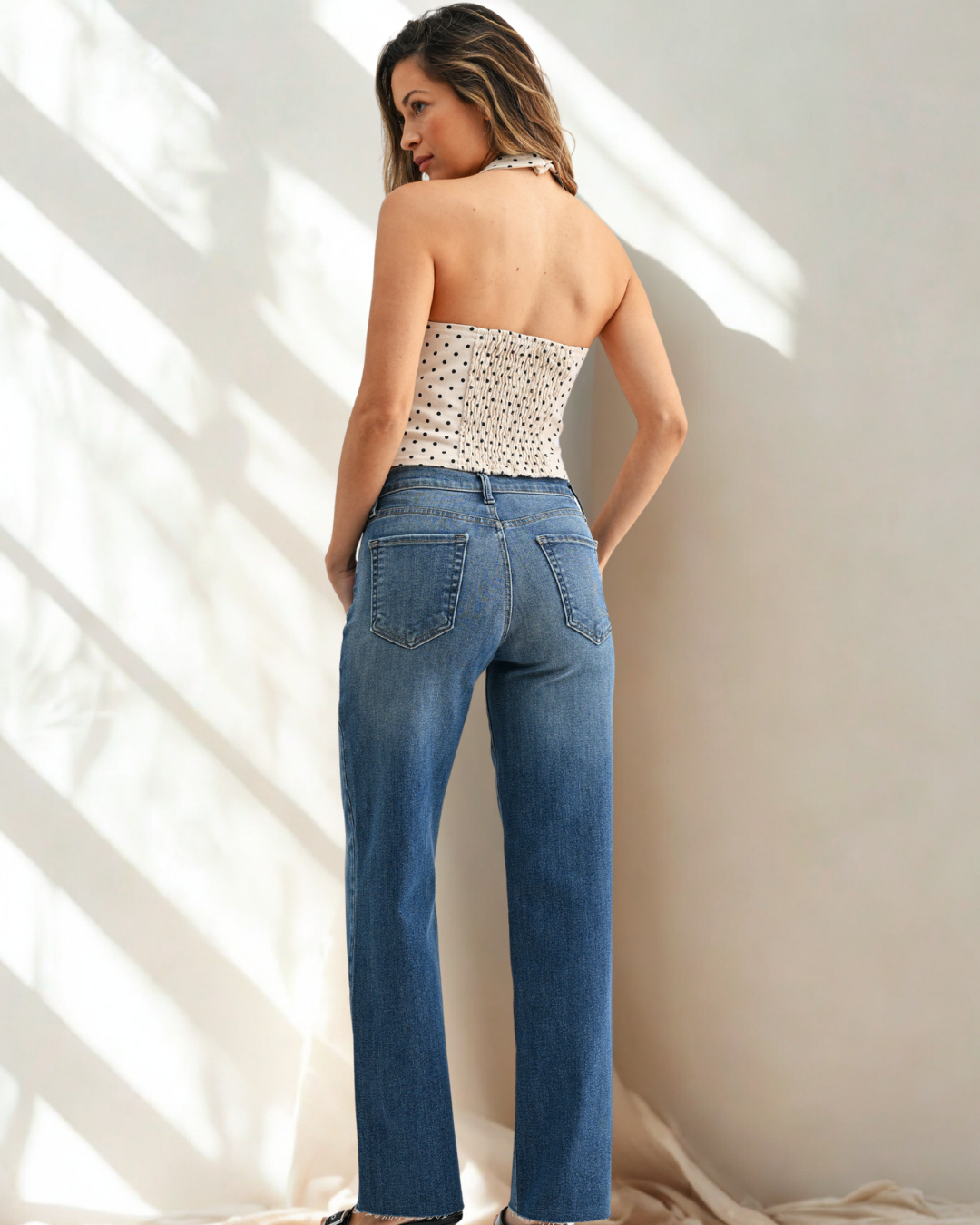 The Jorie Scissor Cut Slim Palazzo Jean