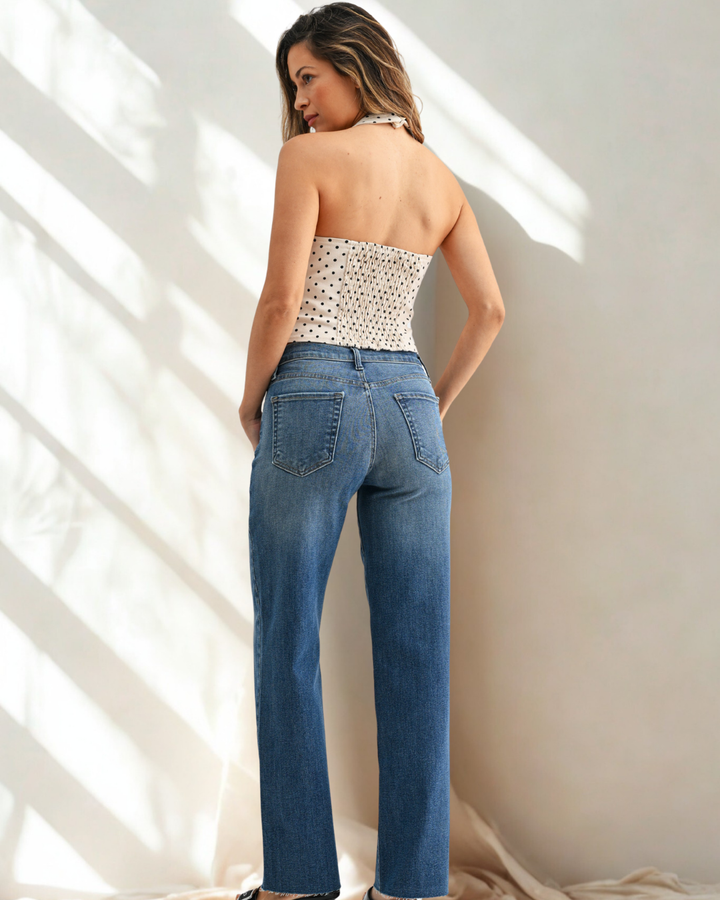 The Jorie Scissor Cut Slim Palazzo Jean