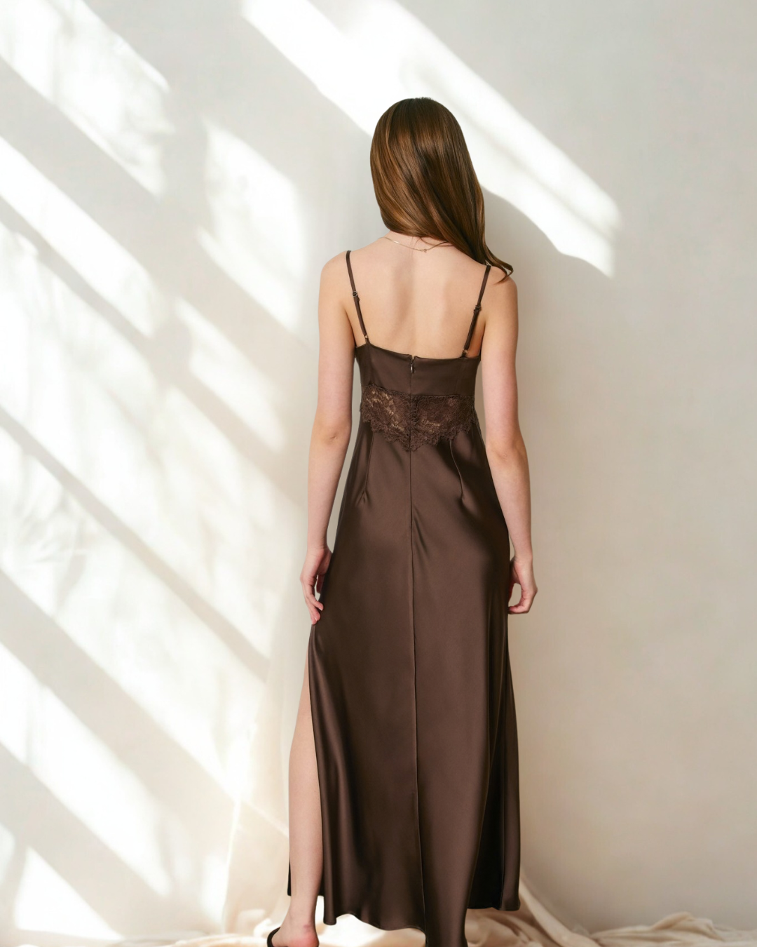 Lillian Satin Lace Cami Slip Dress