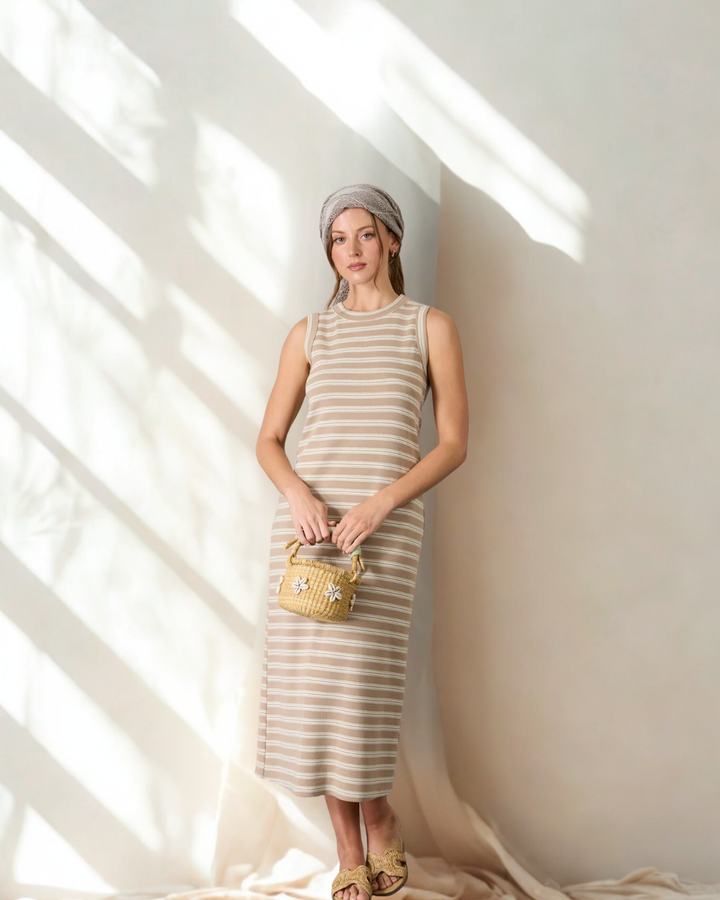 Chloe Stripe Button Back Maxi Tank Dress