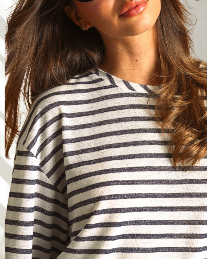 Kass Elevated L/S Striped Slub Top