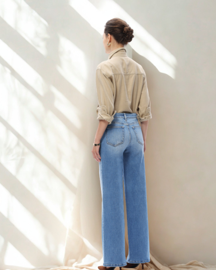 The Ashtyn Mid Rise Wide Leg Denim Jeans