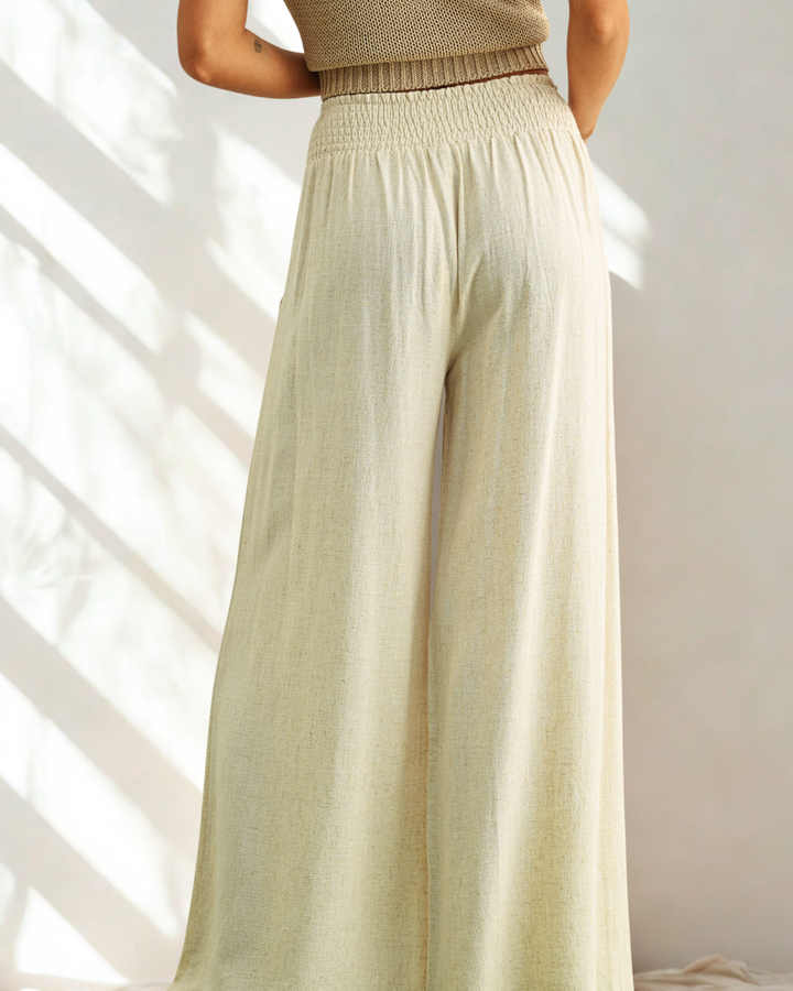 Blake Cotton Linen Smocked Waist Pant