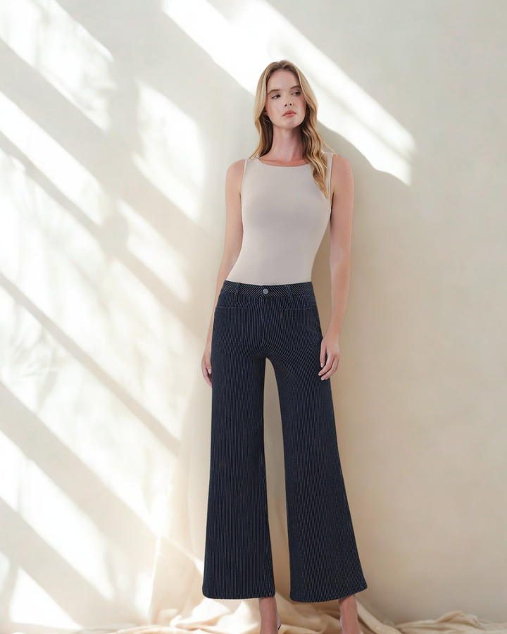 The Evelyn Crop Wide Leg Stripe Pant