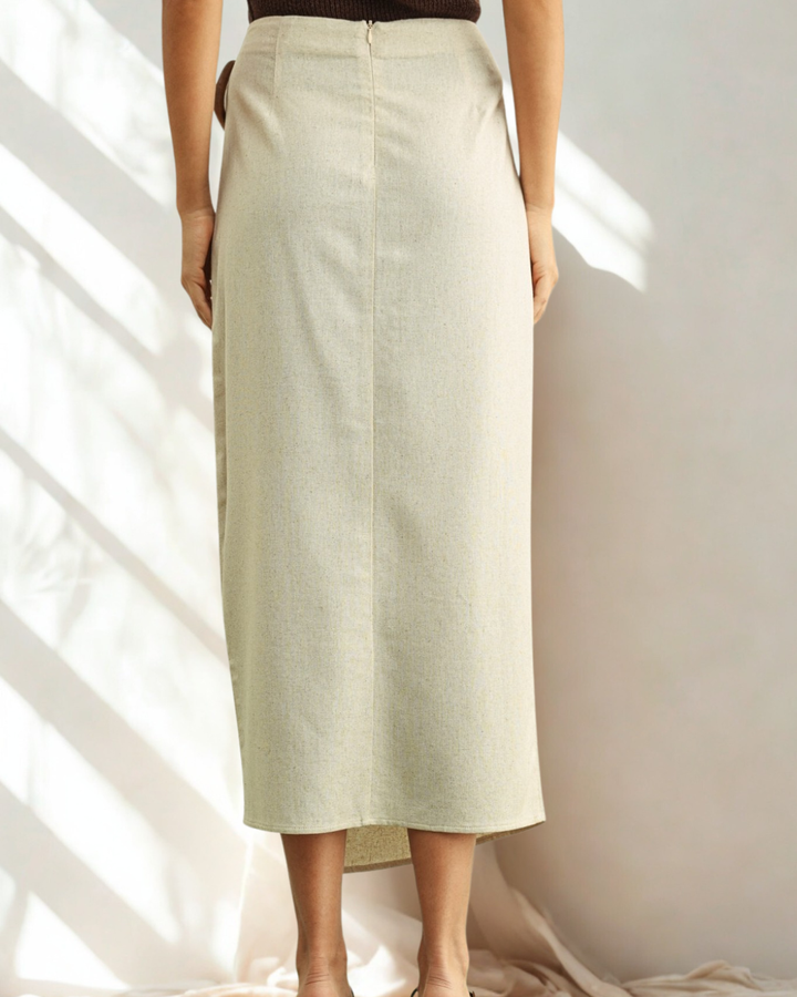 Natalia Linen Wrap Midi Skirt