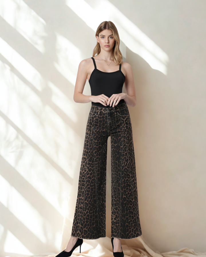 The Cline Leopard Print Wide Leg Jean