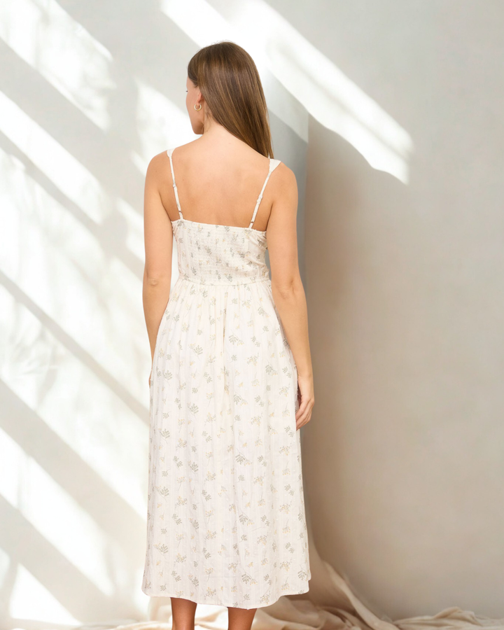 Hillary Floral Embroidered Midi Dress