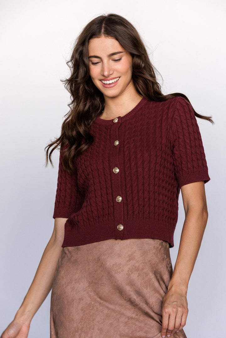 Rachel Cable Knit Cardigan With Gold Buttons