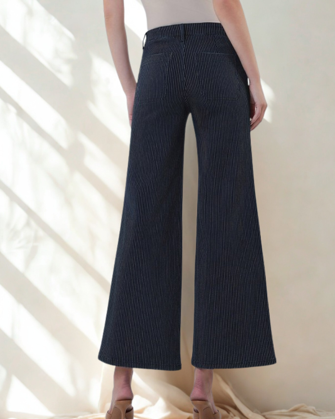 The Evelyn Crop Wide Leg Stripe Pant