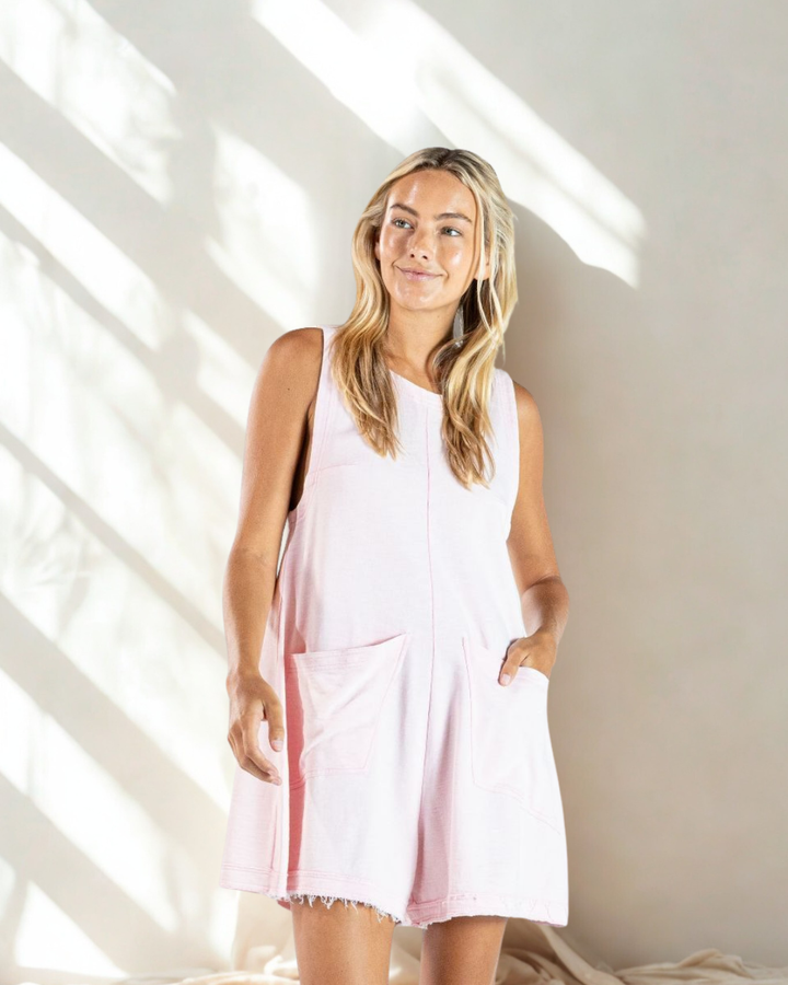 Sadie Lynn Washed Raw Hem Romper