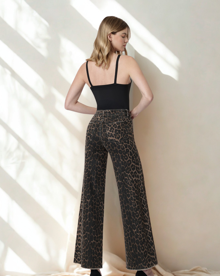 The Cline Leopard Print Wide Leg Jean