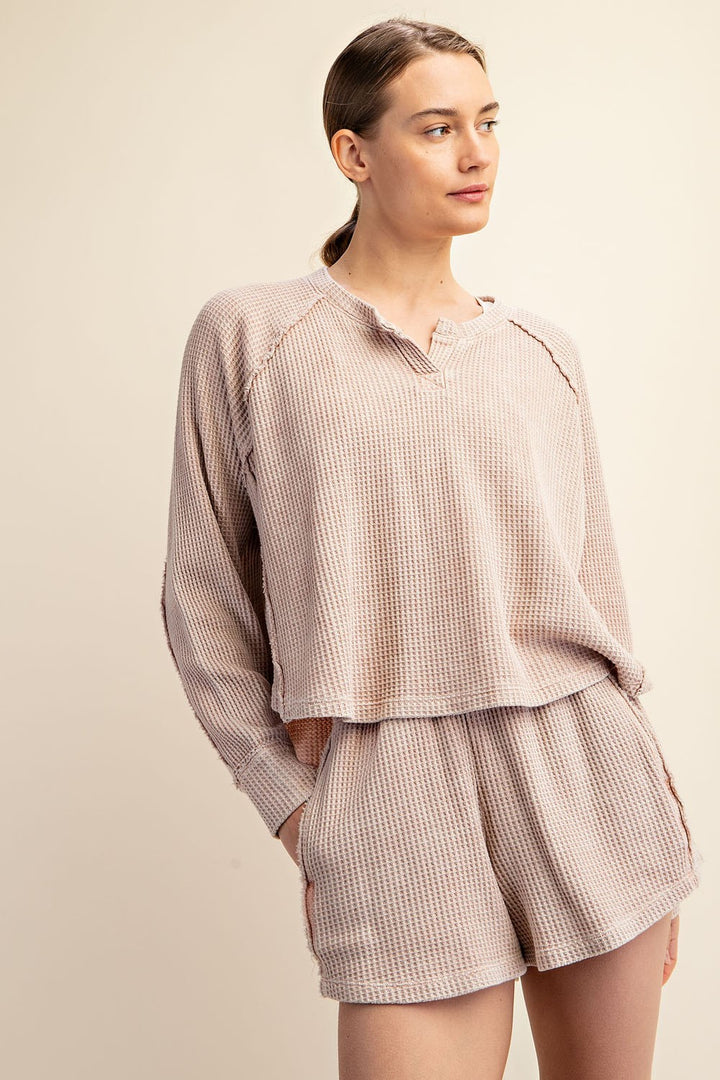 Caleb Waffle Top/Short Lounge Set