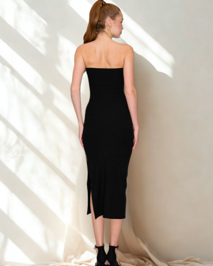 Amelia Sweetheart Tube Slit Dress