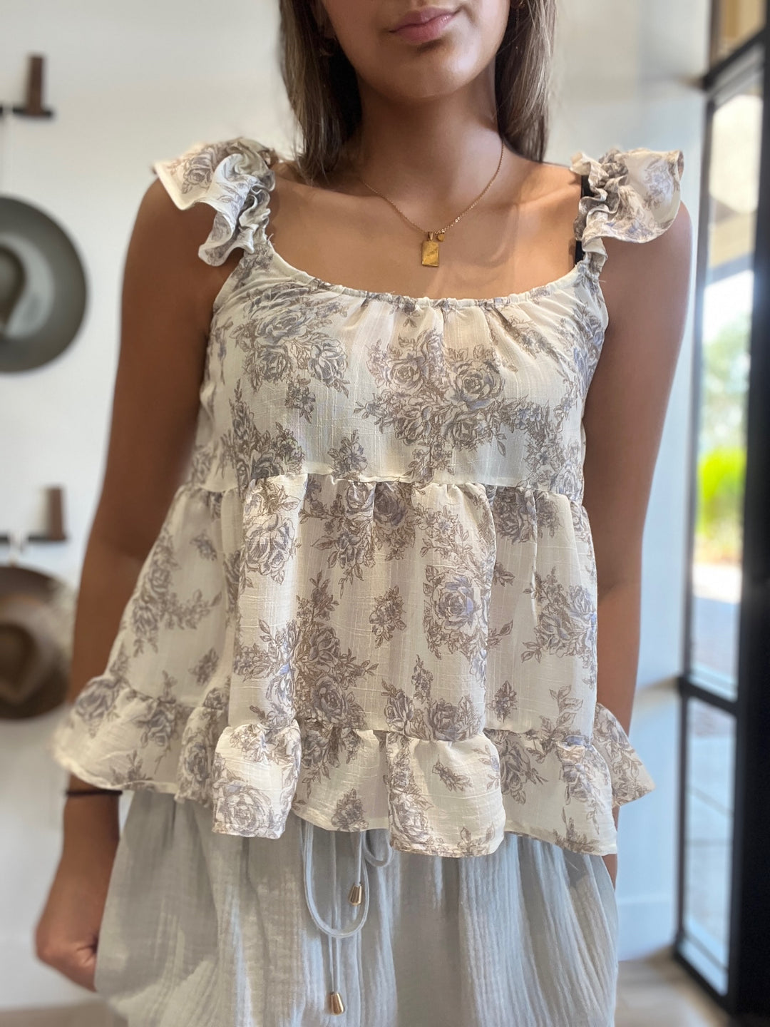 Claire Floral Tiered Top