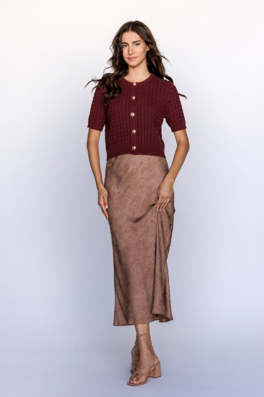 Rachel Cable Knit Cardigan With Gold Buttons