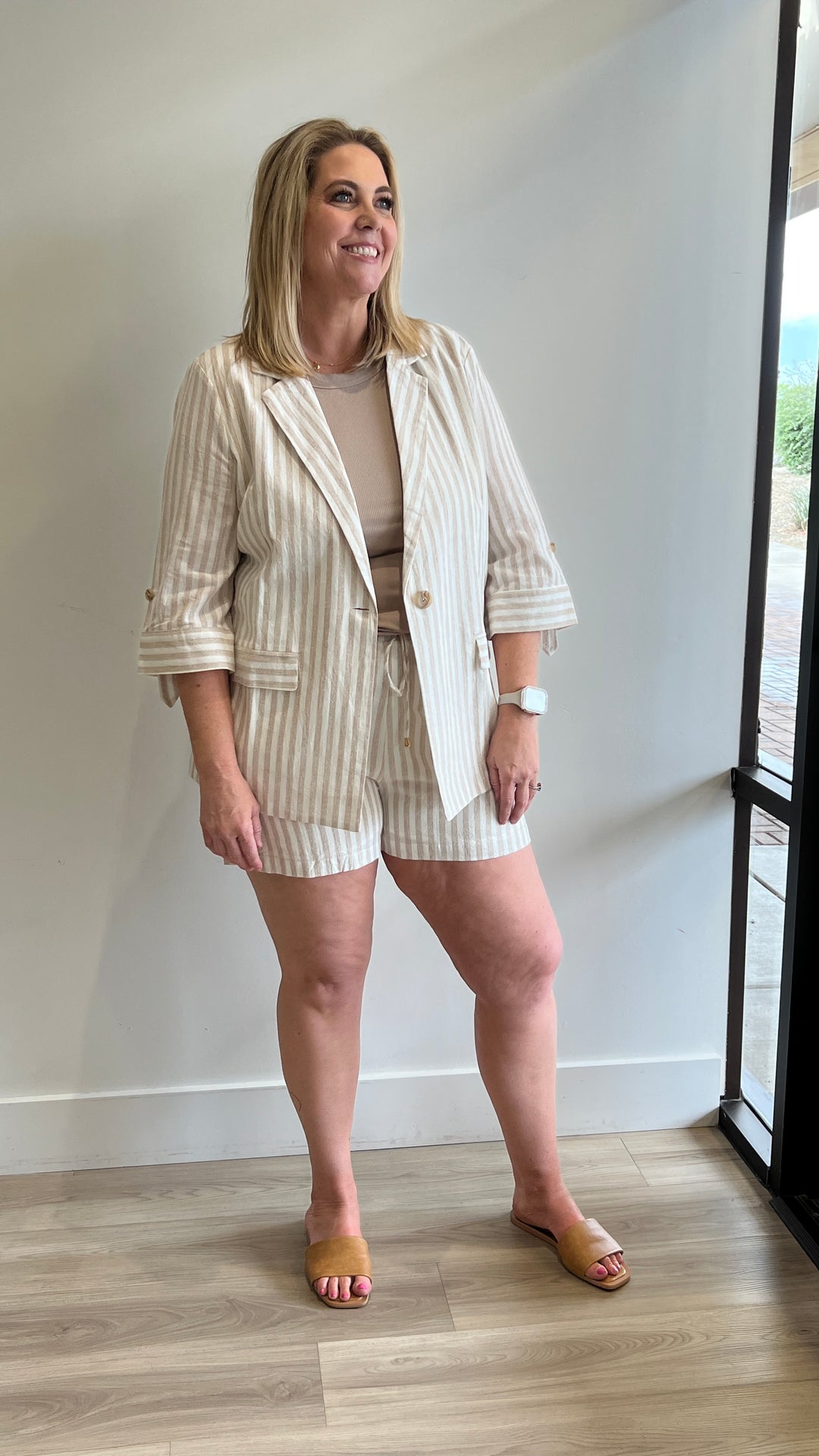Stacy Linen Blazer Short Set - Main Image