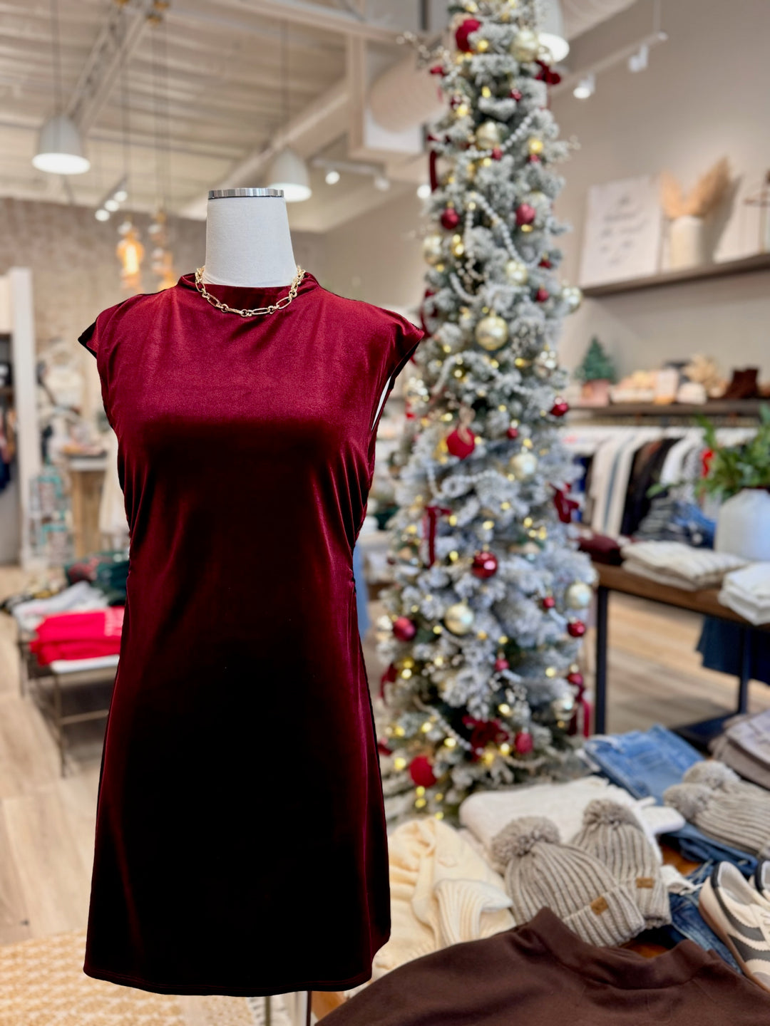 Myndi Velvet Mock Neck Mini Dress