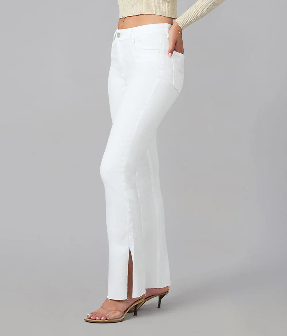 The Rymi Side Slit High Rise White Denim