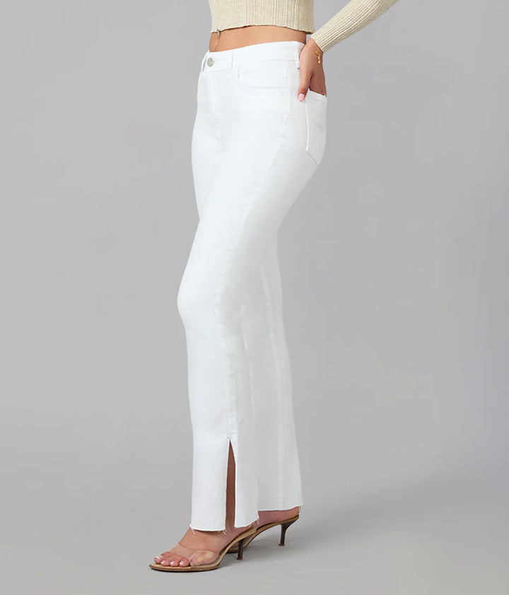 The Rymi Side Slit High Rise White Denim