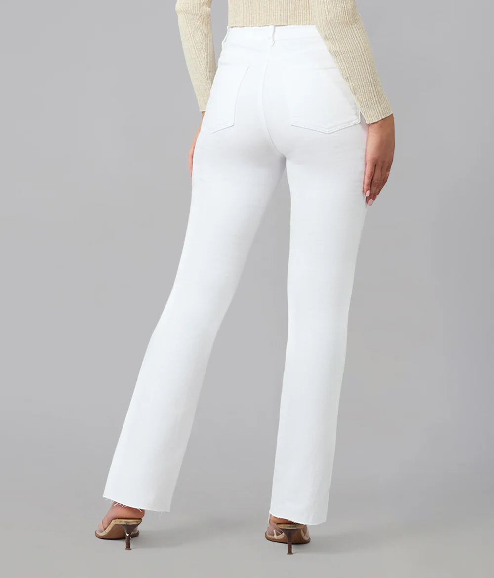 The Rymi Side Slit High Rise White Denim