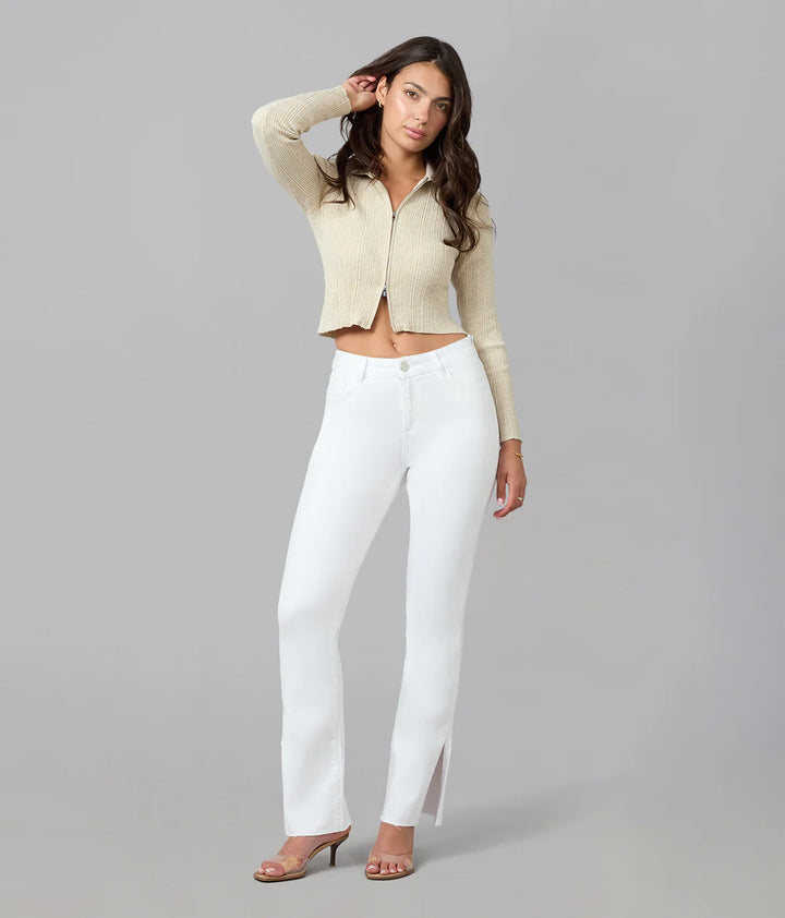 The Rymi Side Slit High Rise White Denim