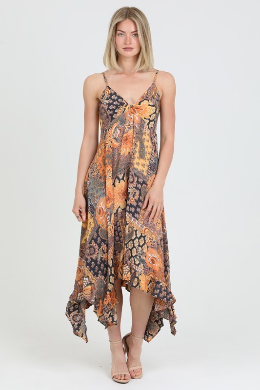 Paisley Hanky Hem Maxi Dress