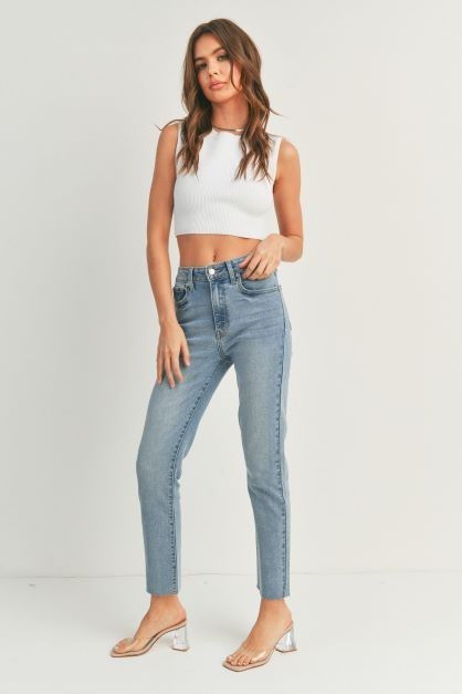 The Mila Skinny Straight Raw Hem Jean