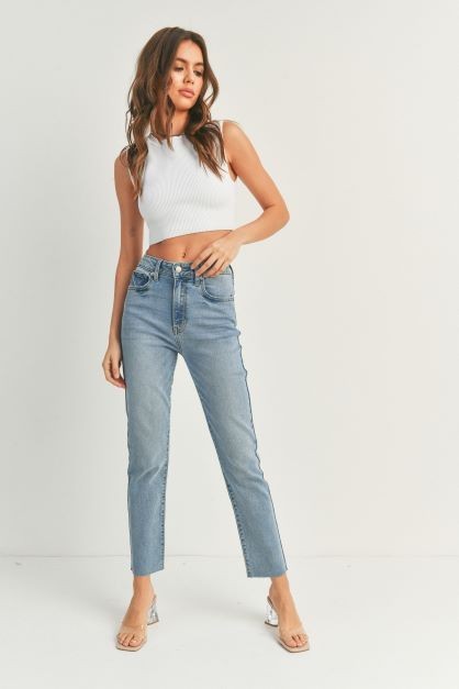 The Mila Skinny Straight Raw Hem Jean