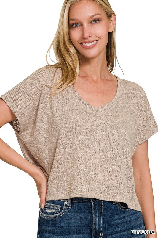 Heidi Slub V-Neck Top