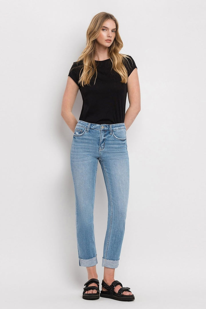 Blair Midrise Cuff Straight Crop Jeans