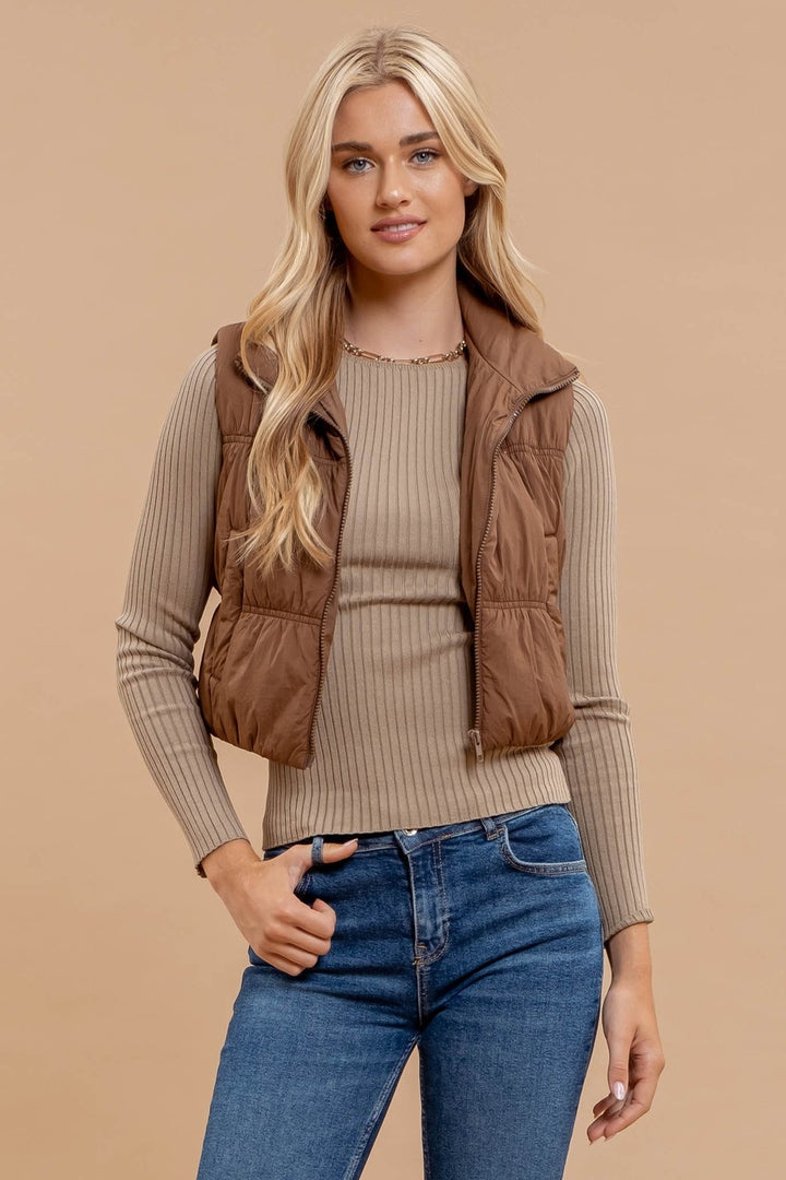 Sheli Puff Crop Zipper Vest