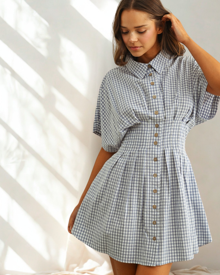 Cyla Gingham Check Mini Dress Shirt