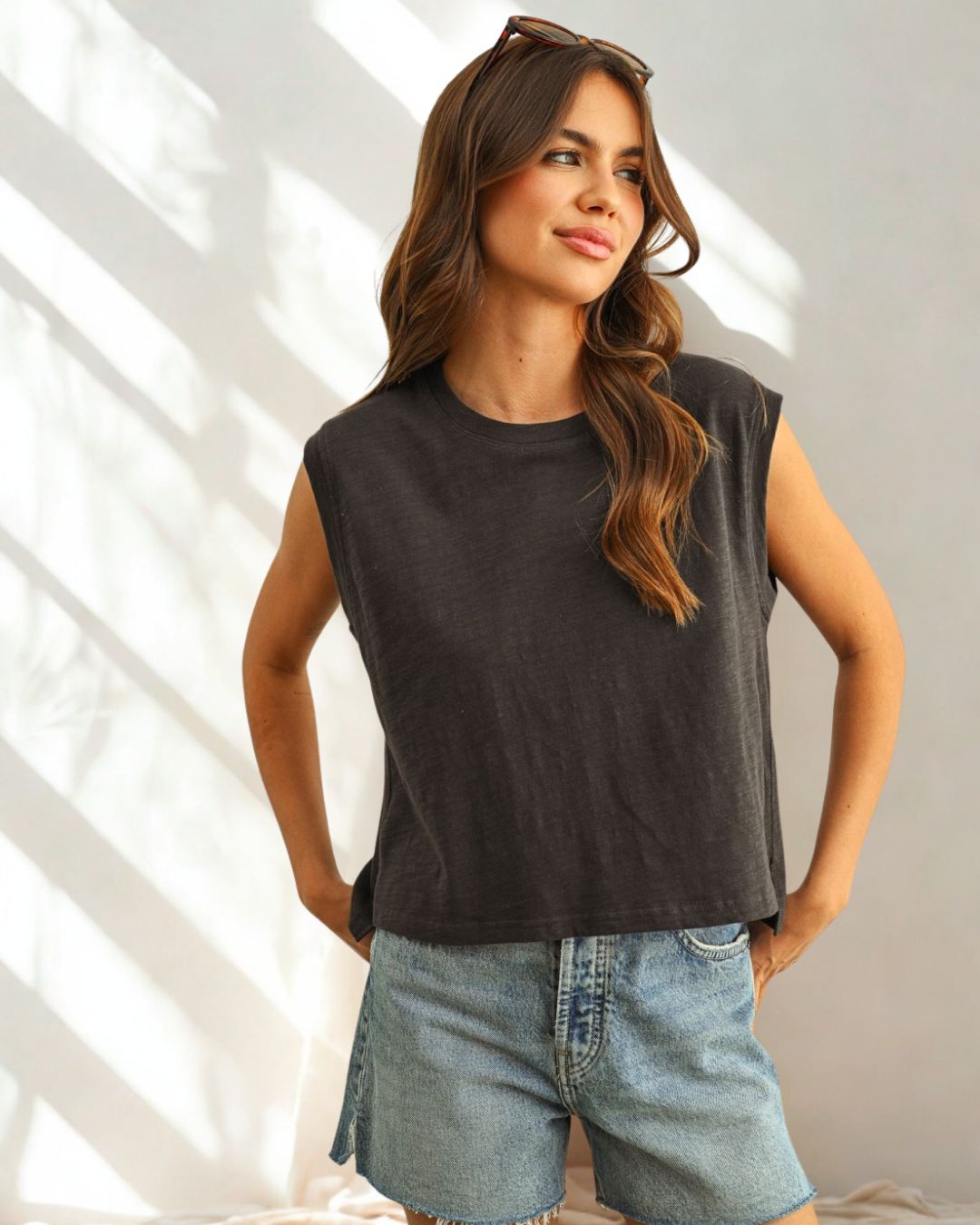 Hanna Round Neck Slub Top