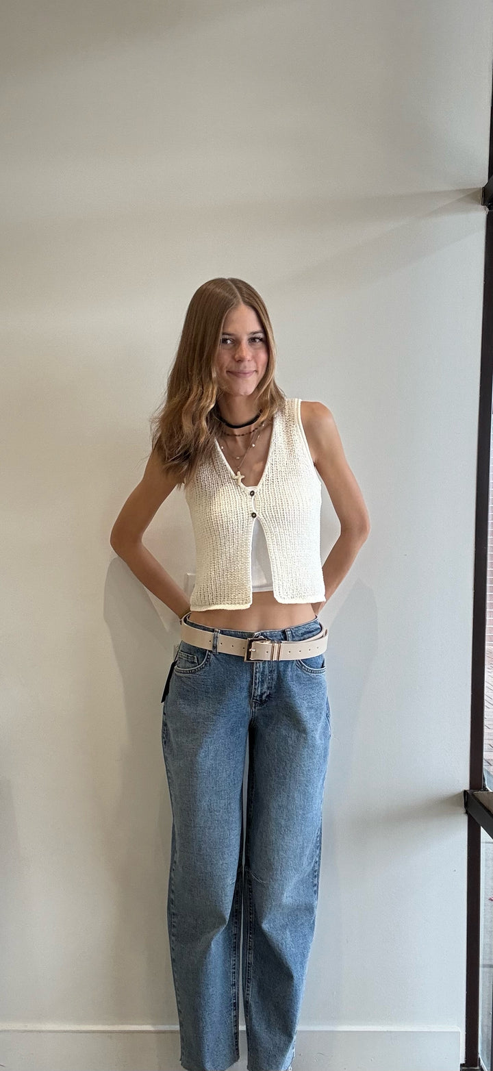 Kerry Crochet Button Front Vest