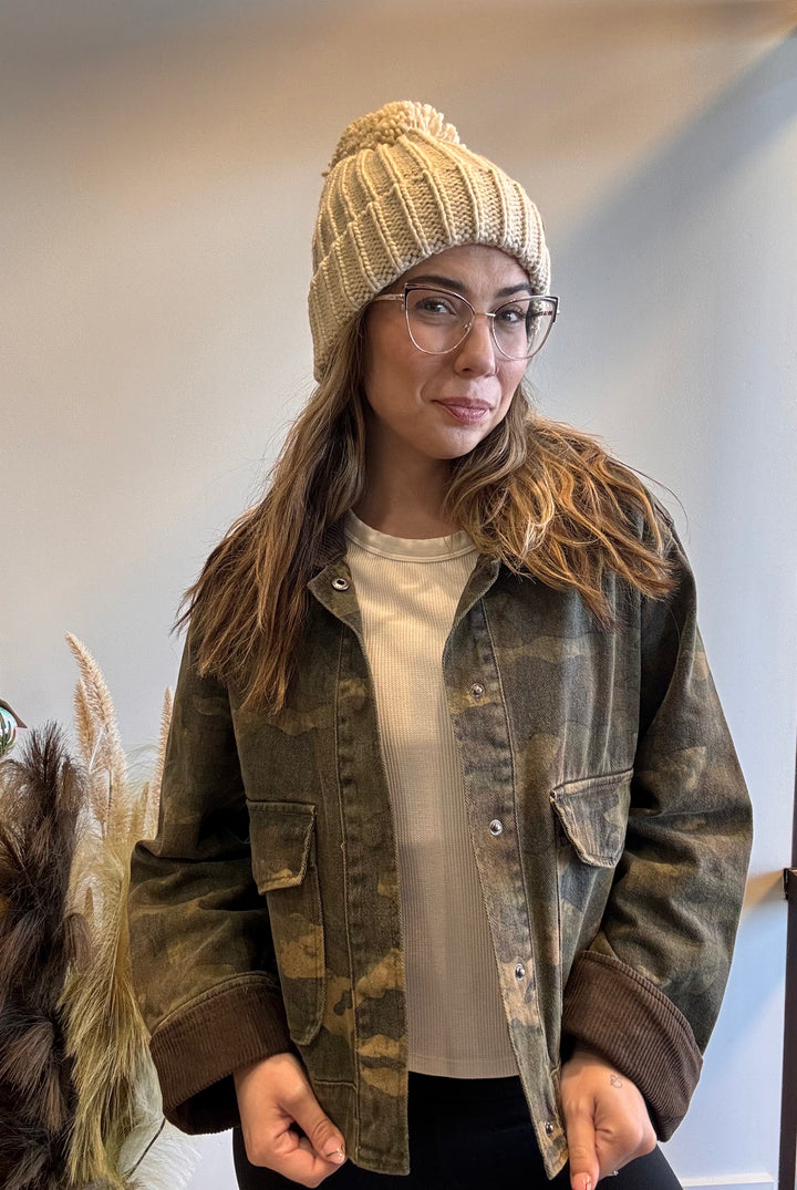 Bella Cropped Camo Trucker Jacket