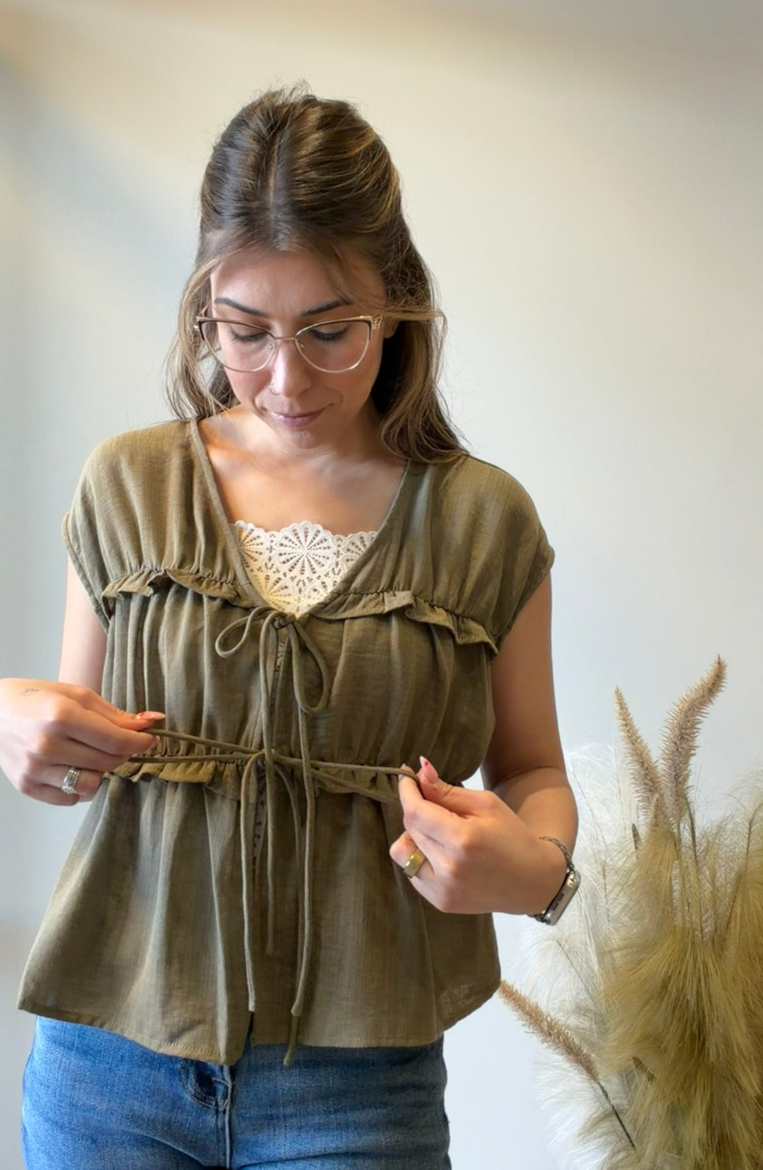 Allyson Tie Front Bow Blouse