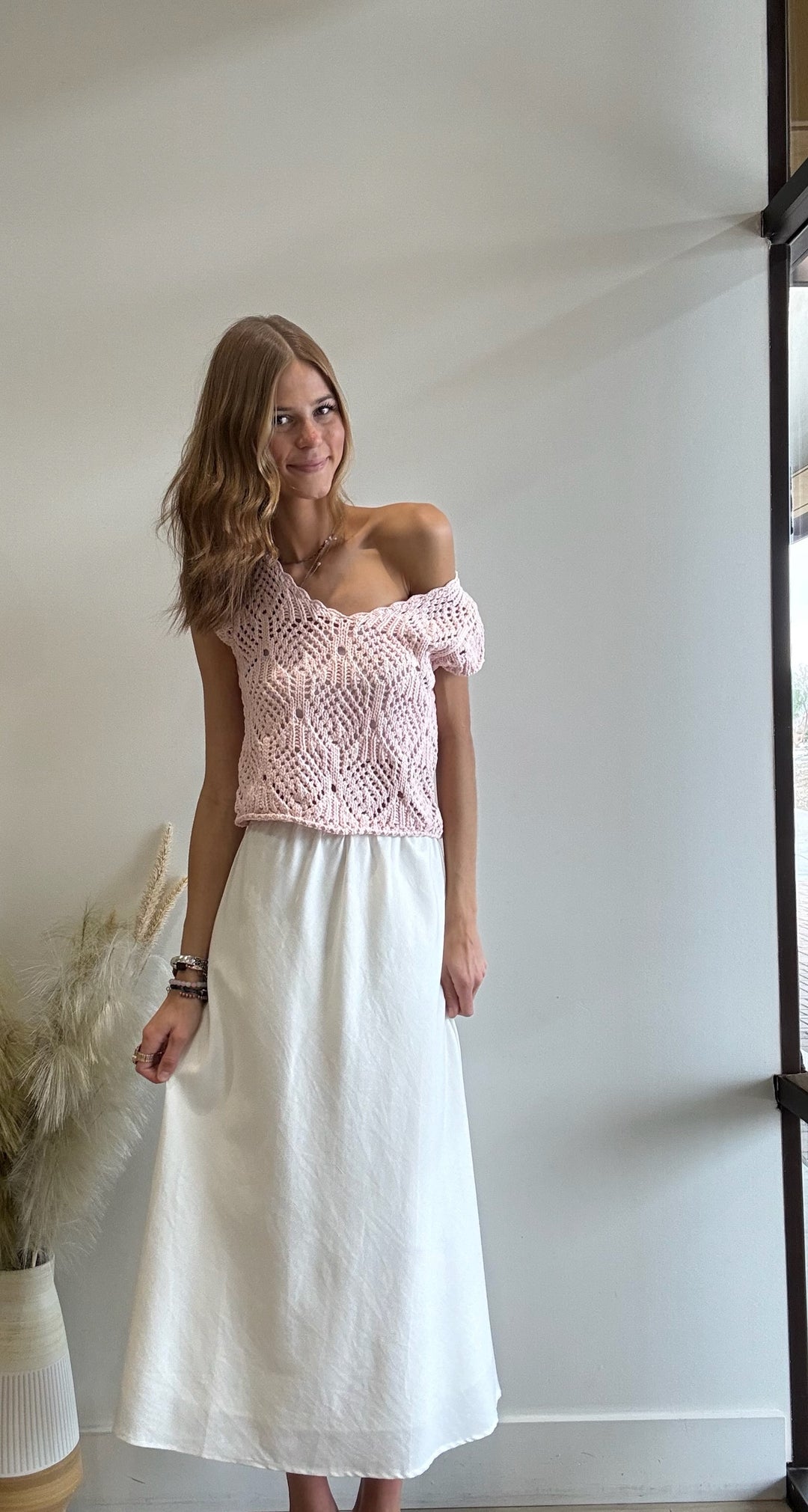 Eva Crochet Short Sleeve Sweater