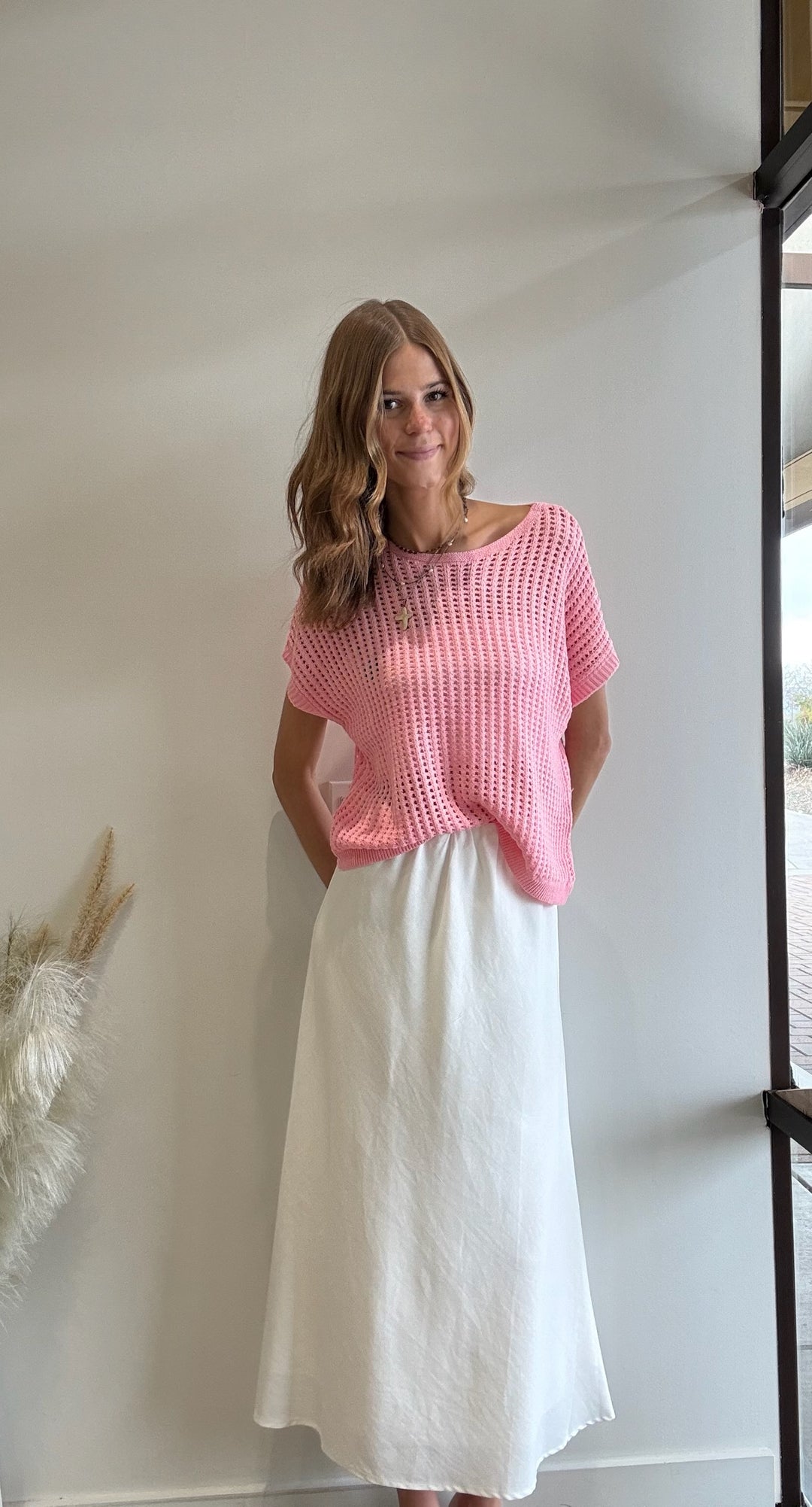 Vallery Crochet Knit Sheer Hollow Sweater