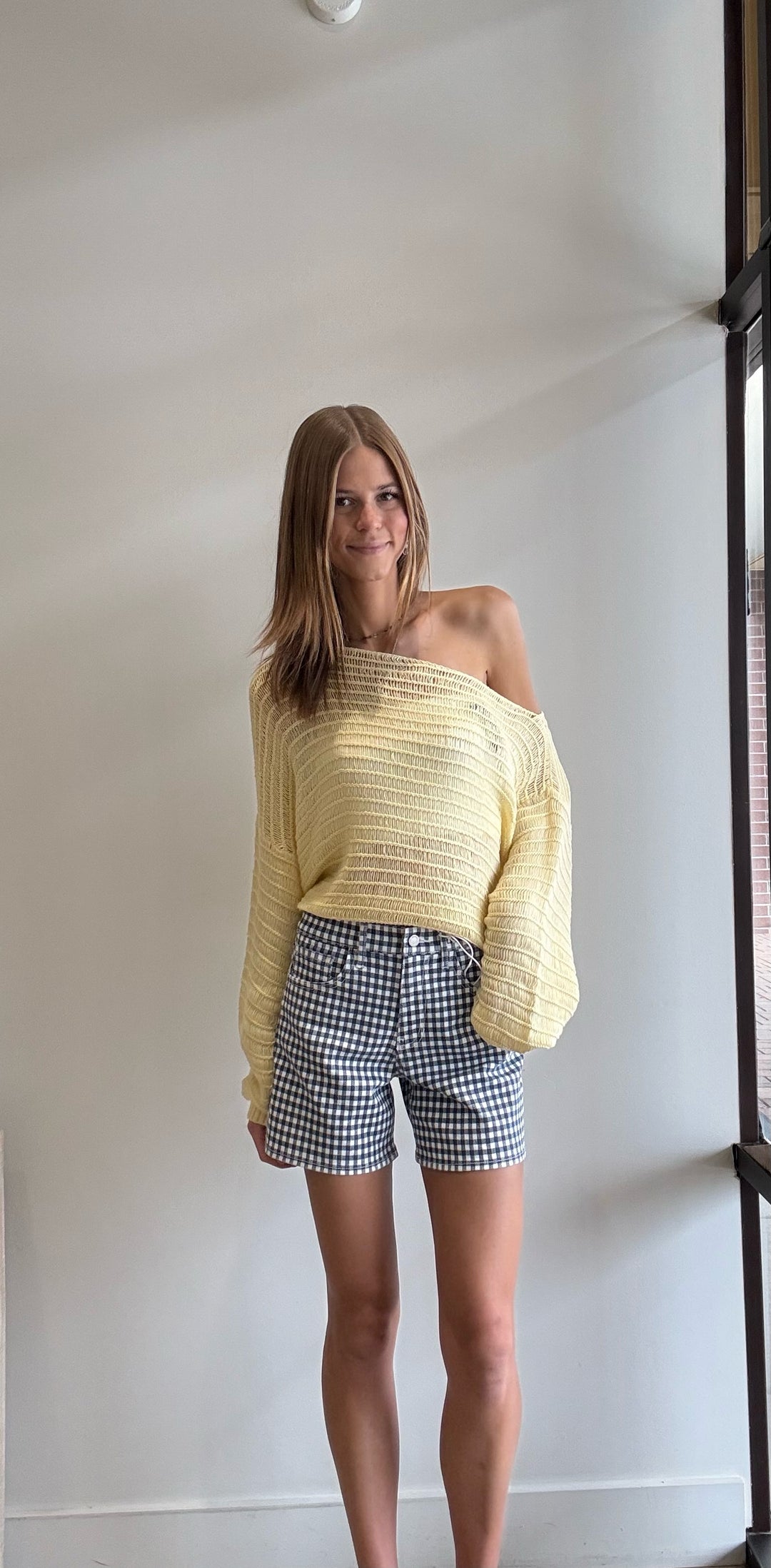 Ariel Gingham Print Long Short