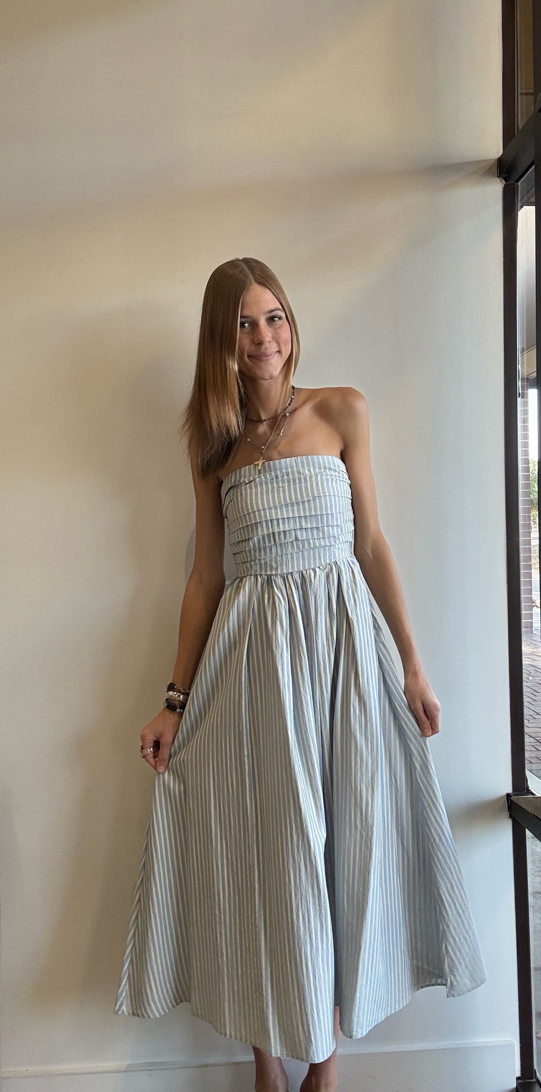 Billie Promenade Stripe Strapless Maxi Dress